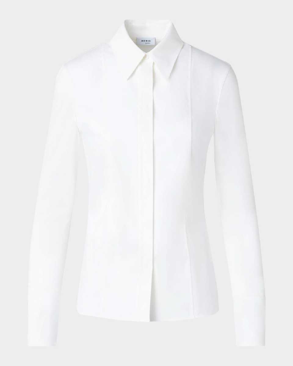 Mixed-Media Button-Down Blouse
